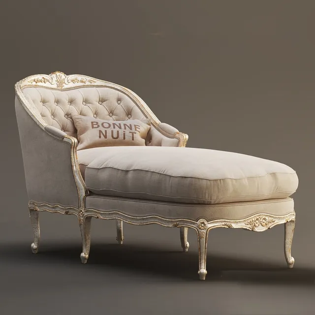 furniture - Eloquence Louis Chaise in Gold  Taupe Two-Tone 3D Model