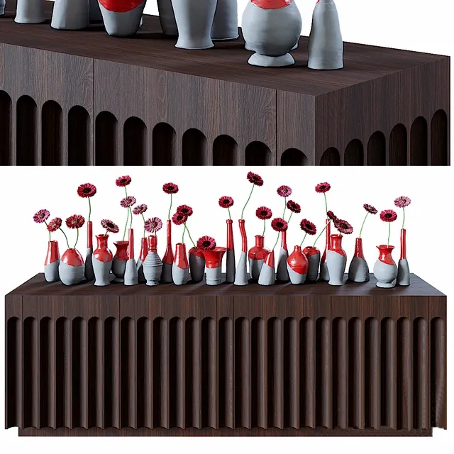 furniture - Emmemobili Doris sideboard with flowers 3D Model