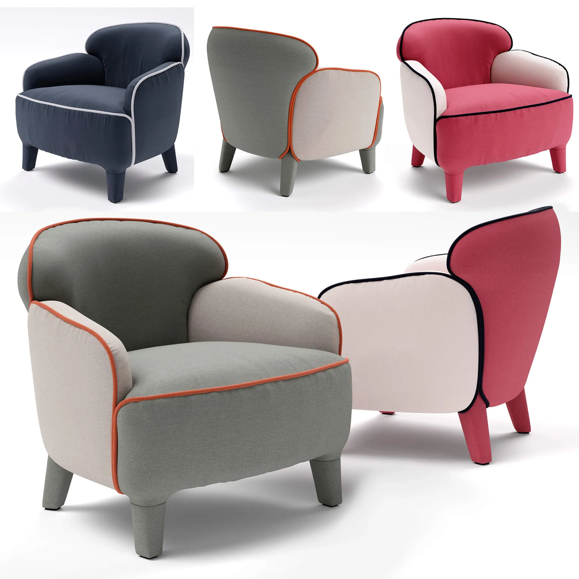 furniture - ESTEL Polpetta armchairs 004 3D Model