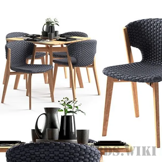 furniture - Ethimo Knit dining chair and square table 3D Model