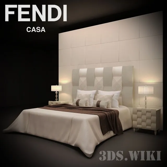 furniture - Fendi Casa bed 3D Model