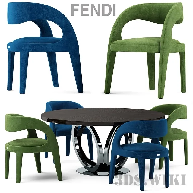 furniture - Fendi Casa Berenice chair with table 3D Model