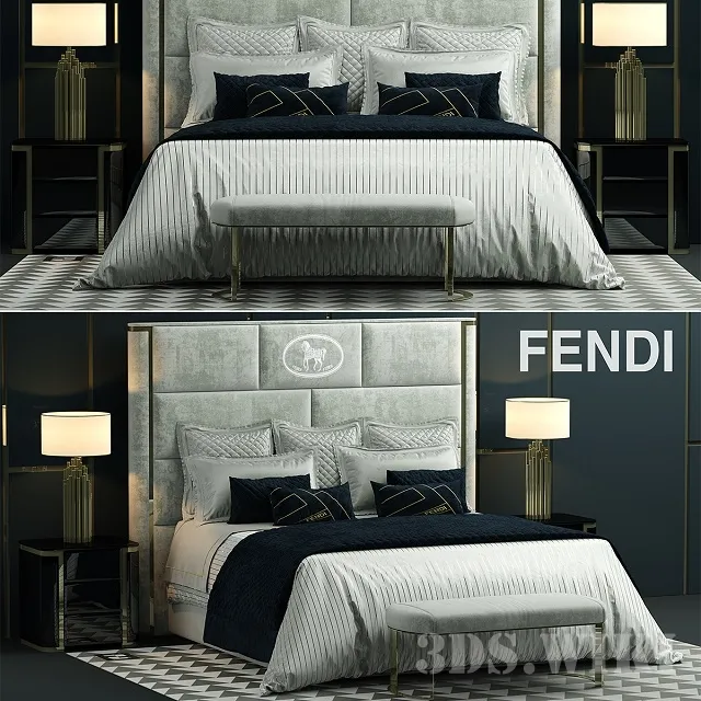 furniture - Fendi Casa Montgomery bed 3D Model