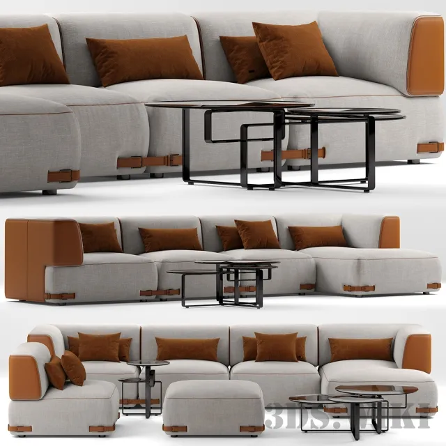furniture - Fendi Soho modern sofa 3D Model