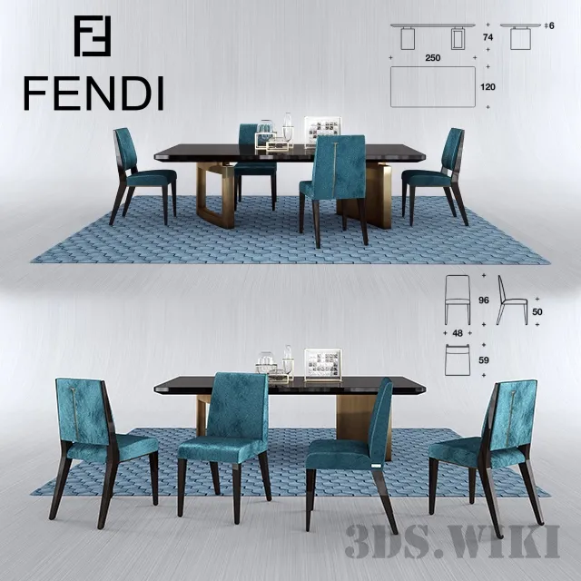 furniture - Fendi table and chair ROMANCE FORD 3D Model