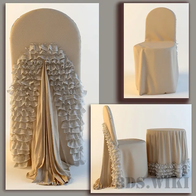 furniture - Festive table and chair (cover) 3D Model