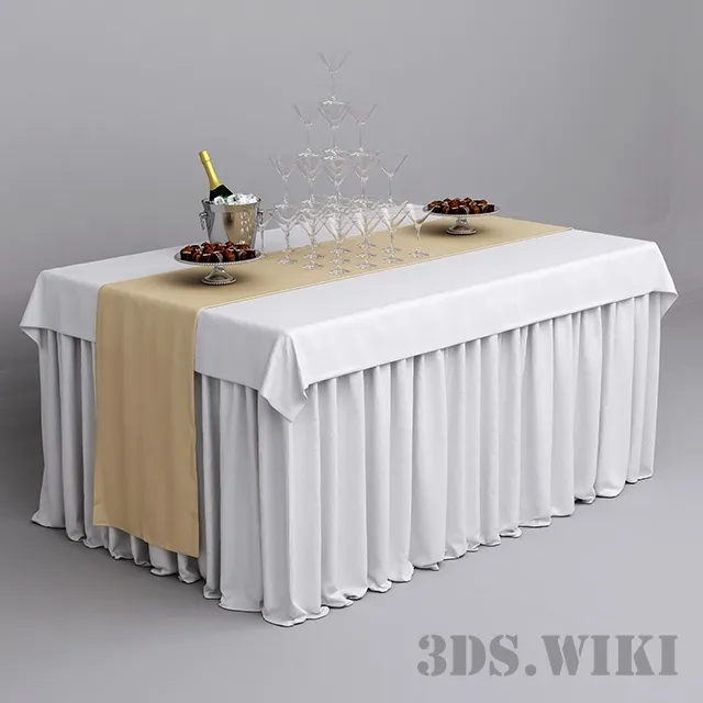 furniture - Festive table setting with champagne 3D Model