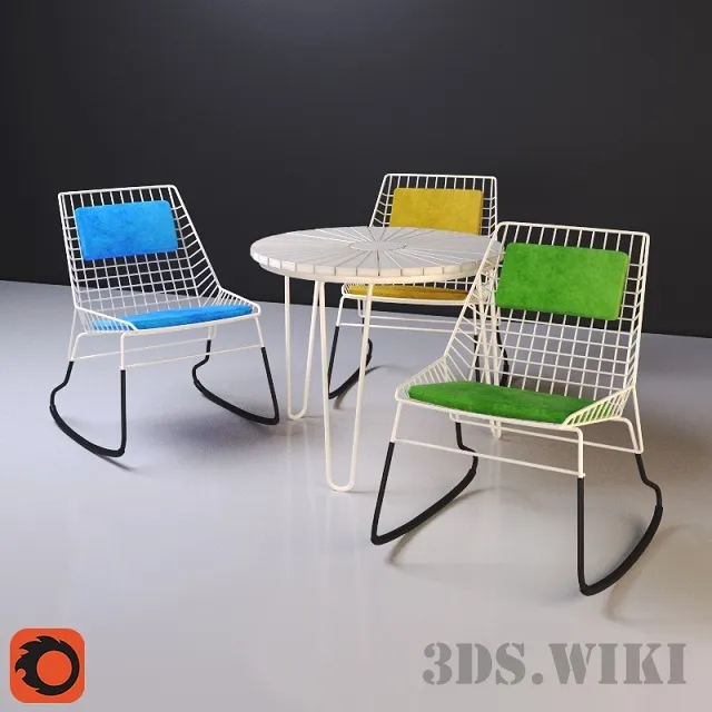 furniture - Flamingo garden table and chair 3D Model