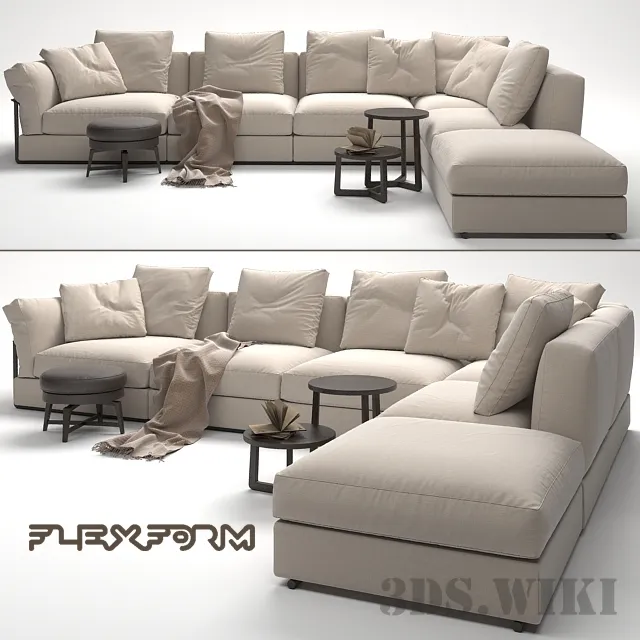 furniture - Flexform corner modular sofa 3D Model