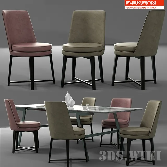 furniture - Flexform dining table set 3D Model