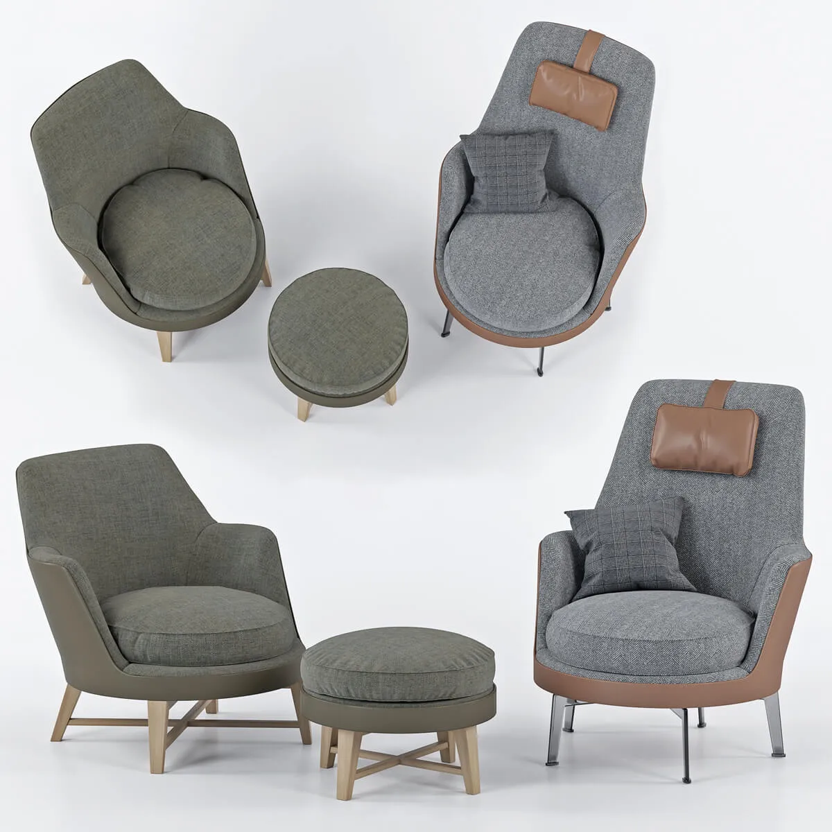 furniture - Flexform Guscio armchairs set 08 3D Model