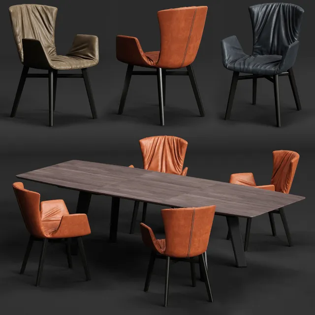 furniture - FONTANA table with chairs 12 3D Model