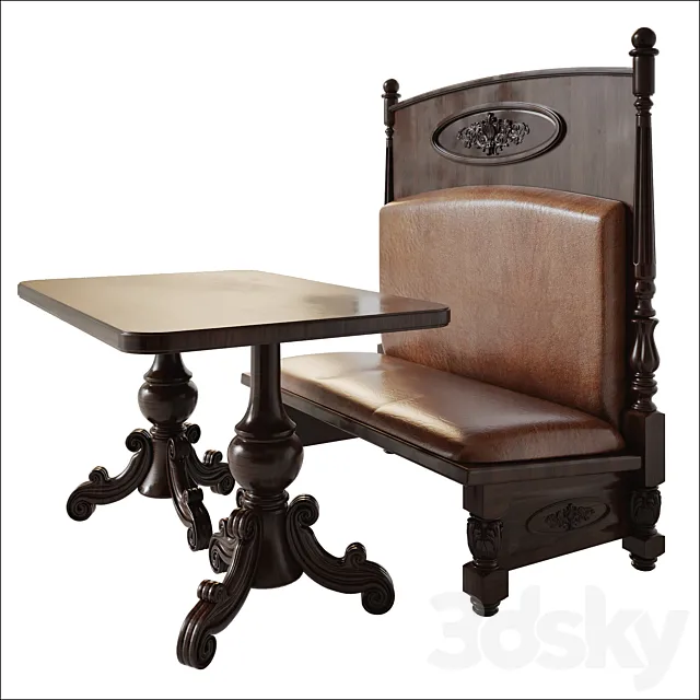 Furniture for a restaurant with thread elements 3D Model