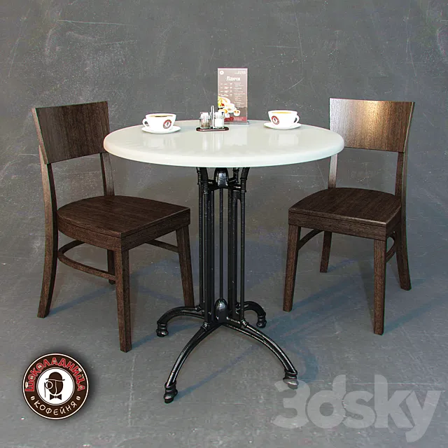 Furniture for cafe "Chocolate" 3D Model
