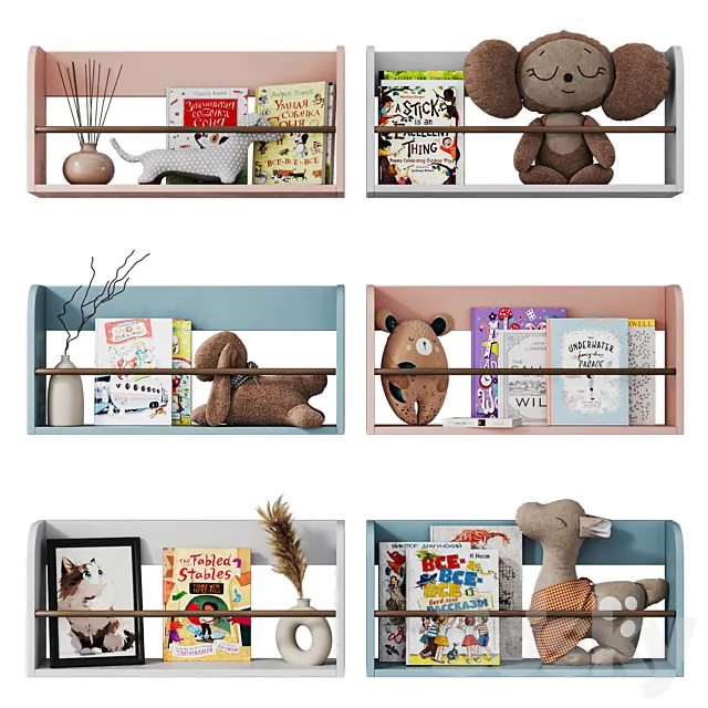 Furniture for children \ Shelves for the nursery 004 3D Model
