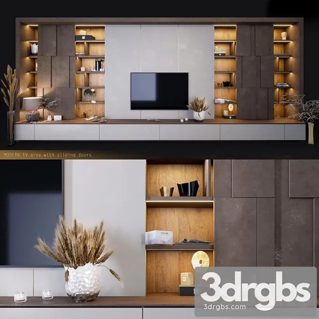 Furniture For TV Zones With Decor 3D Model Free