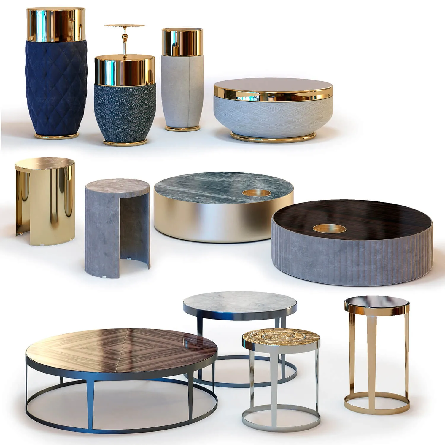 furniture - Fratelli Longhi  coffee tables set 01 3D Model