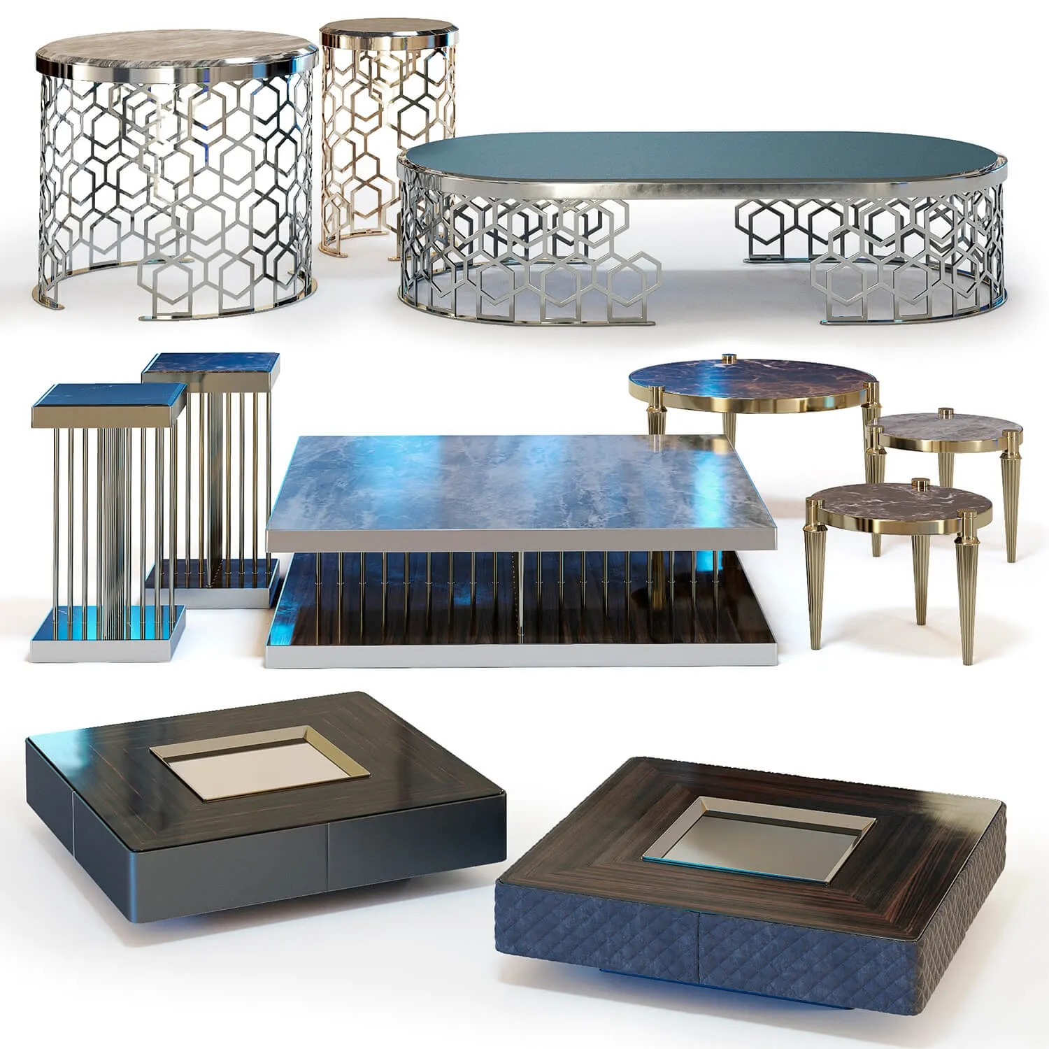 furniture - Fratelli Longhi  coffee tables set 02 3D Model