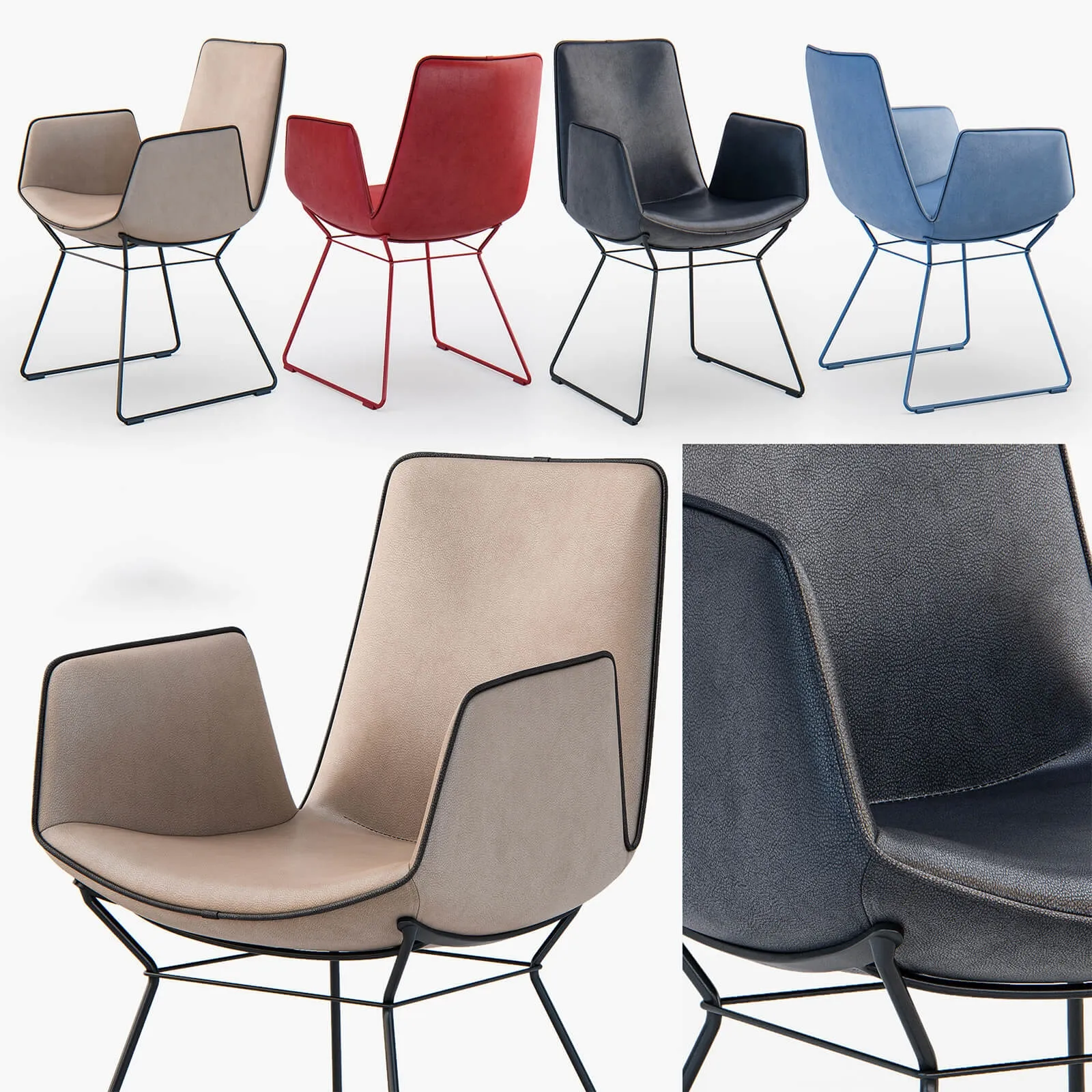 furniture - Freifrau Amelie armchair basic wireframe 3D Model