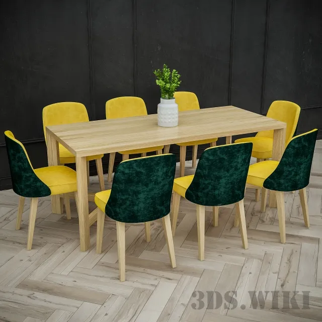 furniture - Furniture set for eight people 3D Model