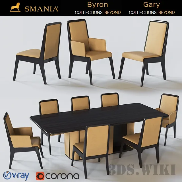 furniture - Gary table and Byron chairs by SMANIA 3D Model