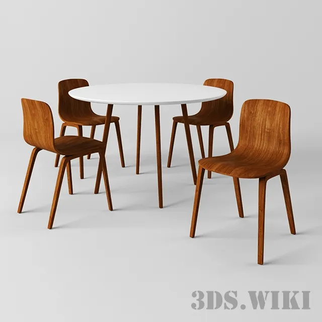 furniture - Gher Table and Aava Chairs 3D Model