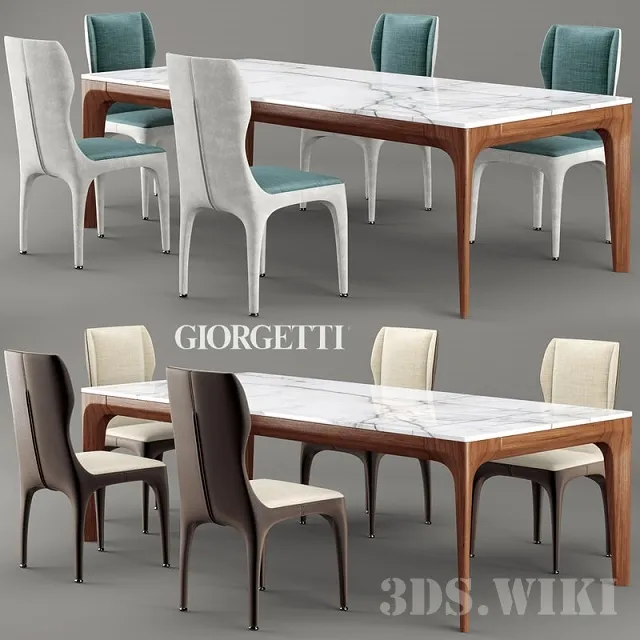 furniture - Giorgetti Tiche Dining Chair and Table 3D Model