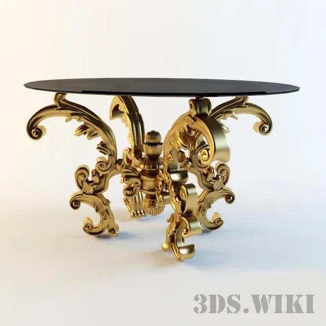 furniture - Glass table with metal legs 2 3D Model