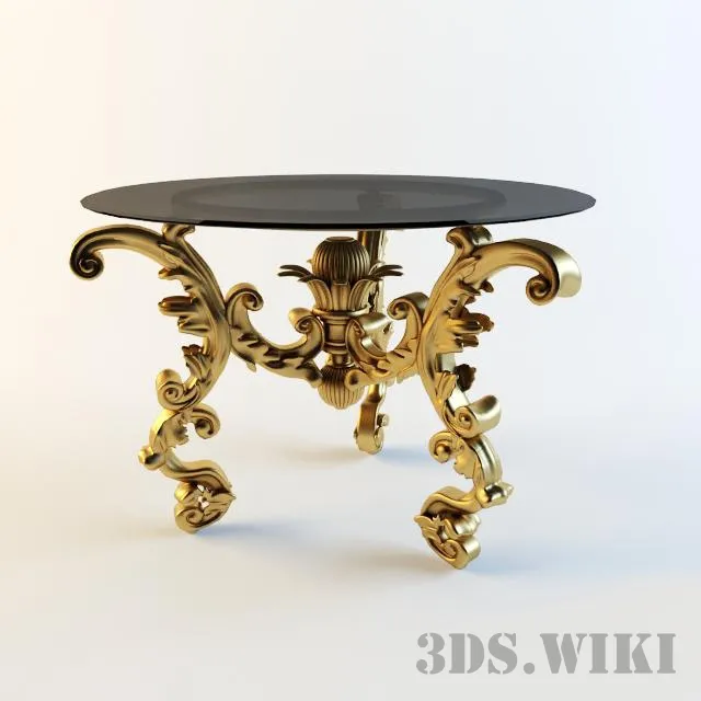 furniture - Glass table with metal legs 3D Model