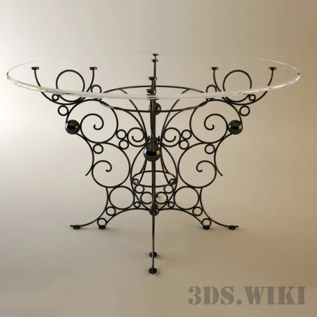 furniture - Glass table with openwork legs 3D Model