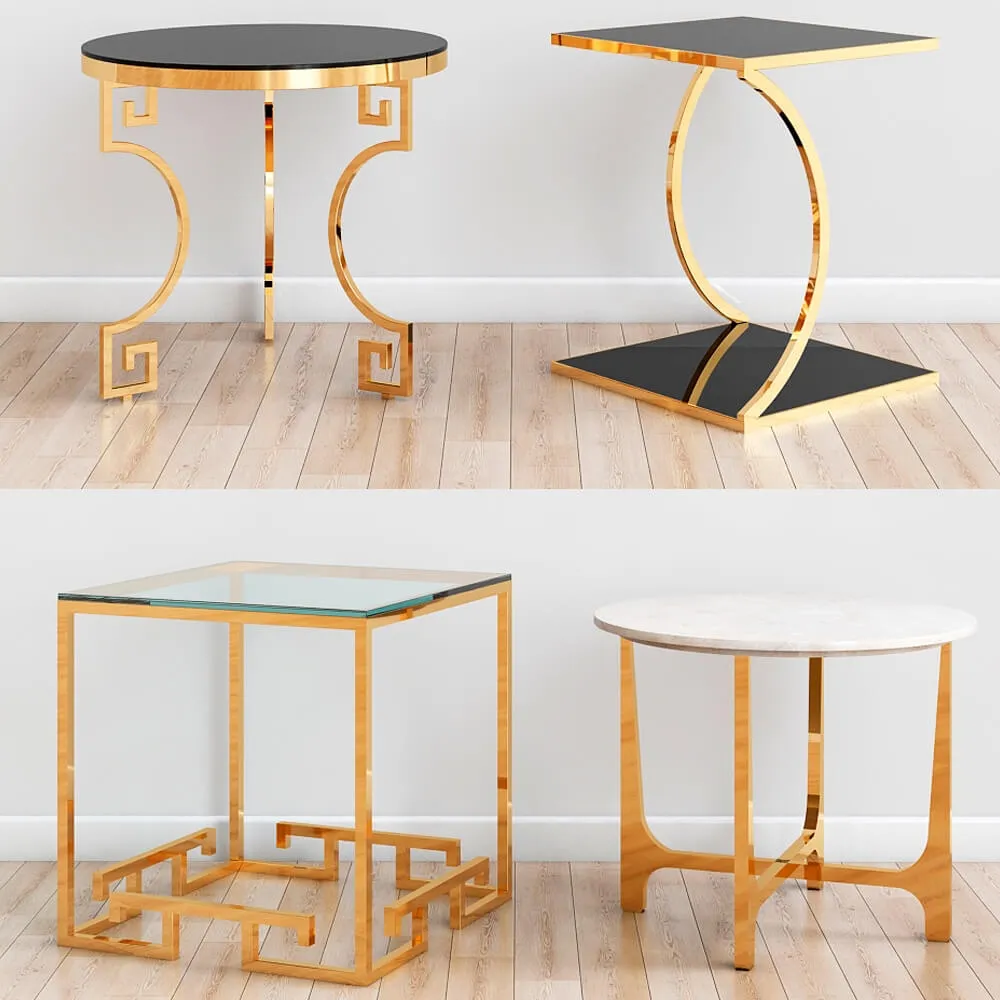 furniture - Gold side tables 2 3D Model