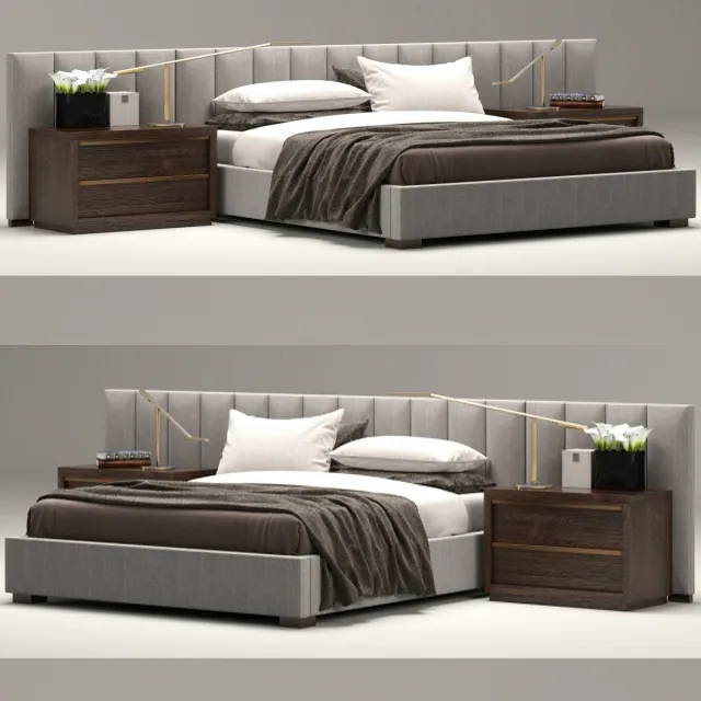 furniture - Gray bed 09 3D Model