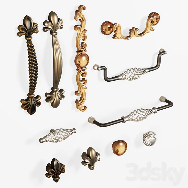 Furniture handles- set1 3D Model Free Download