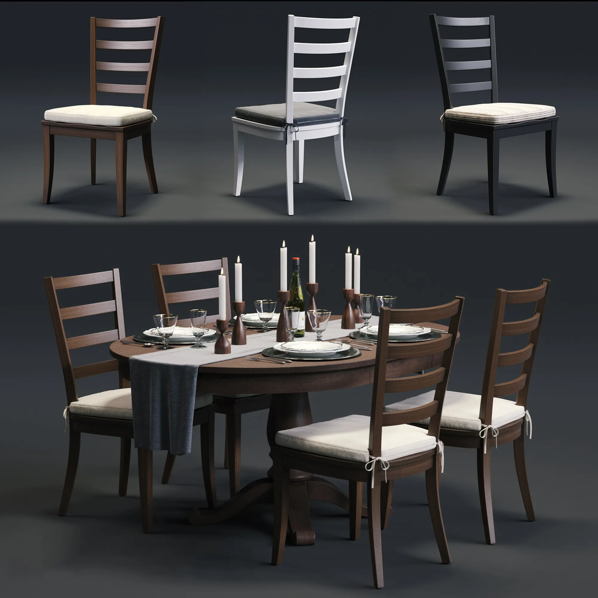 furniture - Harper table with chairs 07 3D Model