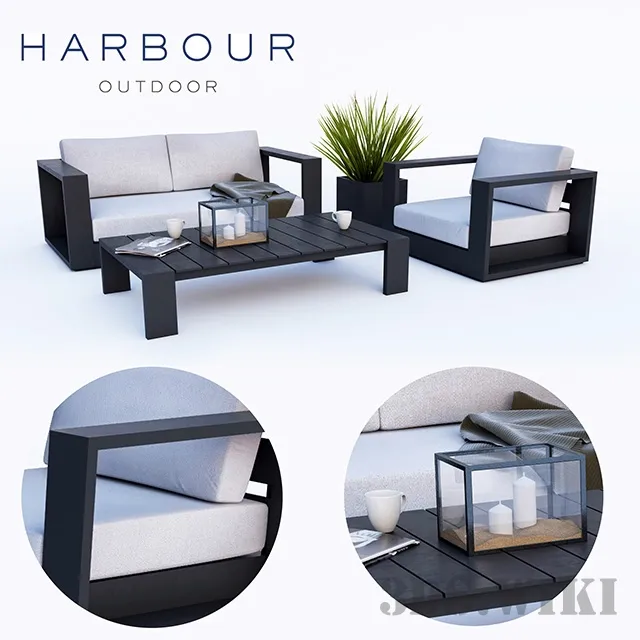 furniture - Hayman Armchair Sofa & Desk - Harbor Outdoor 3D Model