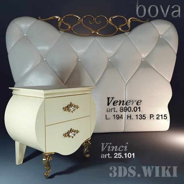 furniture - Headboard of Bed Venere 890.01 Bova and Bedside table Vinci 25.101 Bova 3D Model