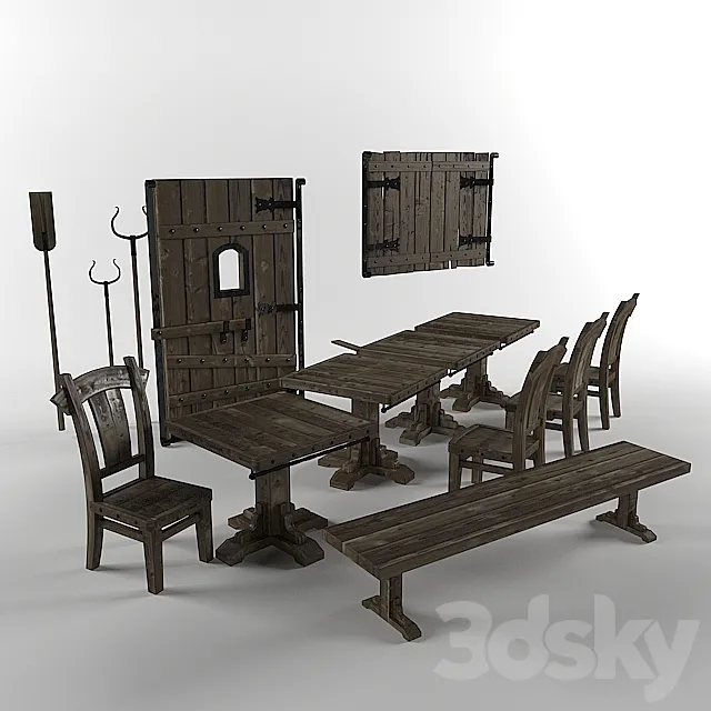 Furniture in old Russian style 3D Model