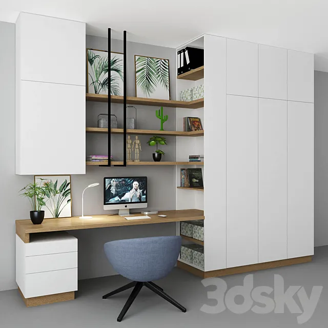 Furniture in the room teenager 3D Model