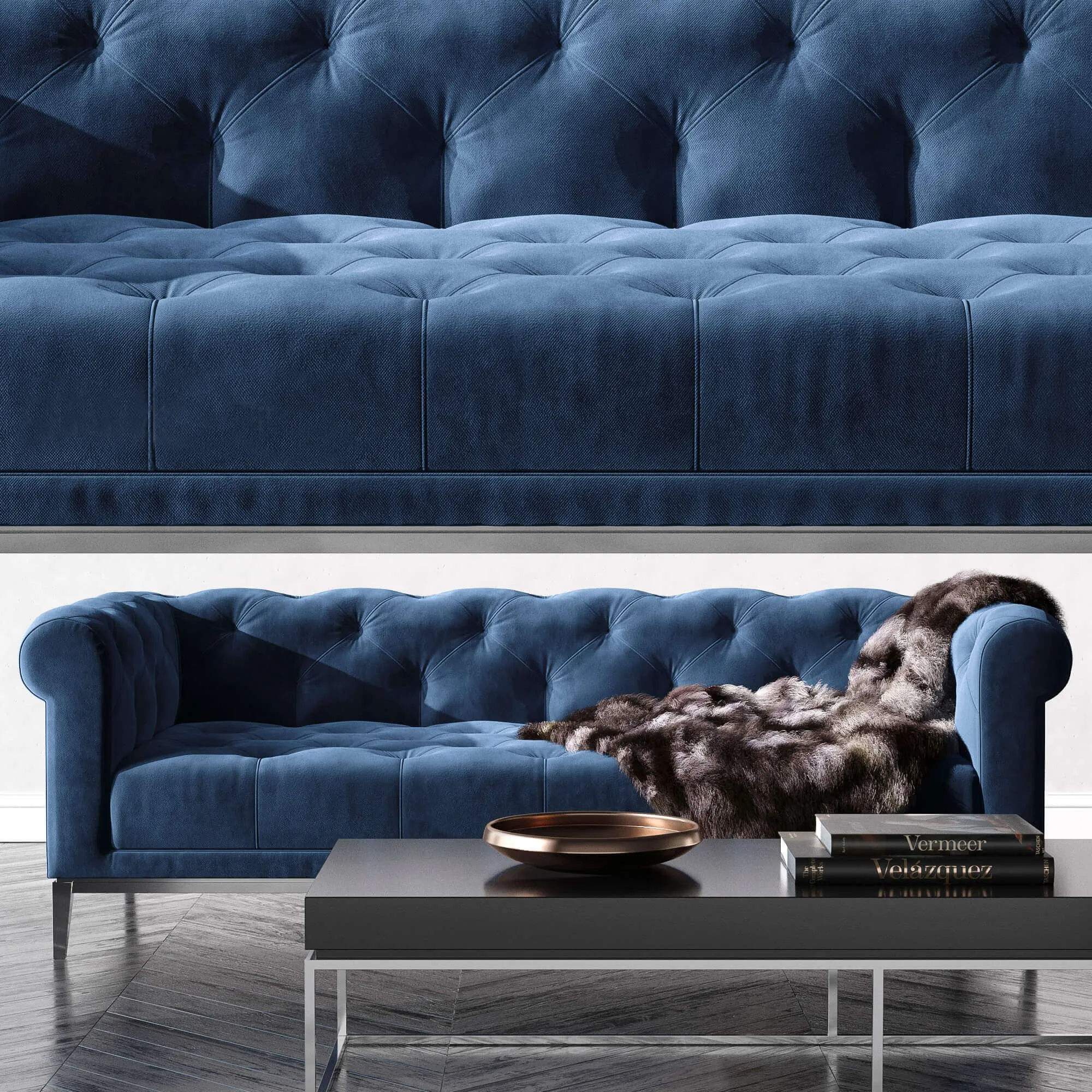 furniture - Italia Chesterfield  Fabric  Sofa 3D Model