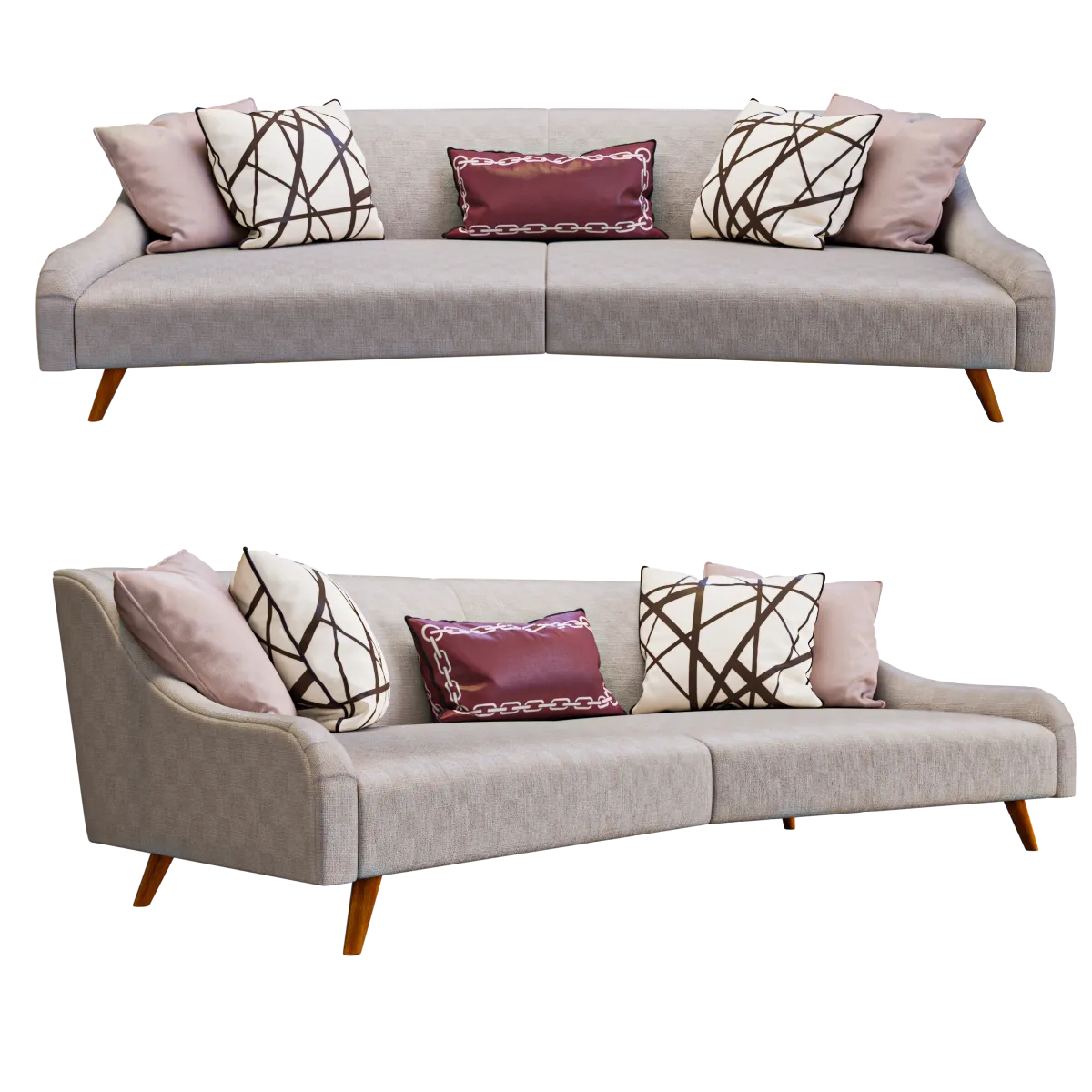 furniture - Jay Jeffers Custom curved sofa 3D Model