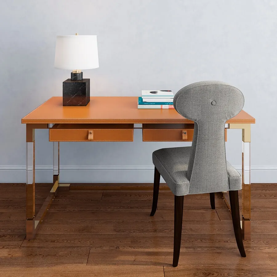 furniture - Jonathan Adler Jacques desk Vera dining chair 3D Model