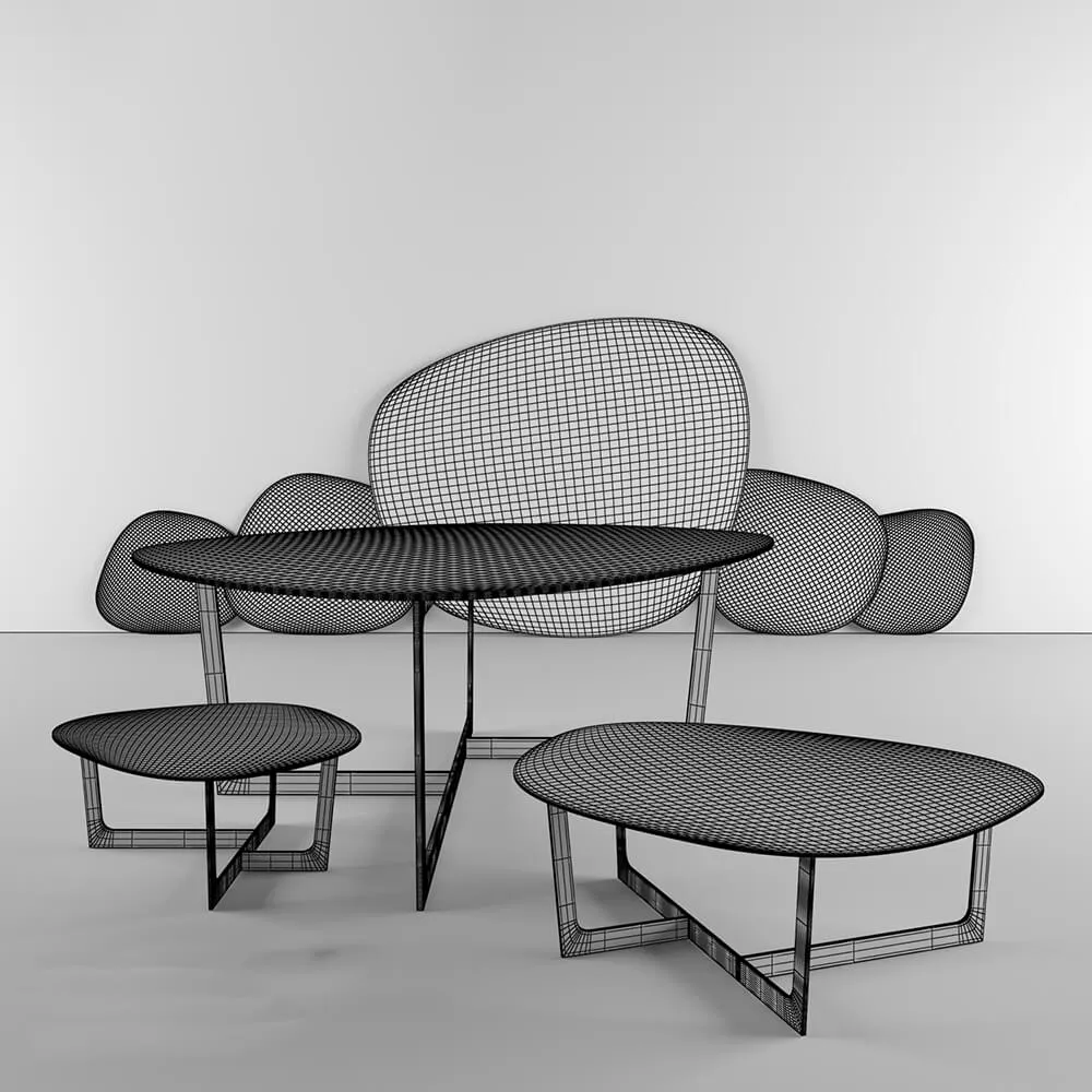 furniture - Jorgensen Insula coffee table with chairs 3D Model