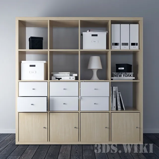 furniture - Kallax Birch Effect and Black-Brown 3D Model