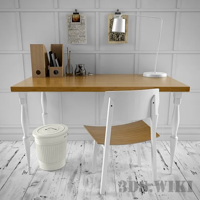 furniture - Kitchen table and chair from IKEA with decorative set 3D Model
