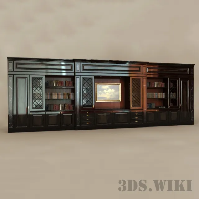 furniture - Large Cabinet Library For Living Room 3D Model