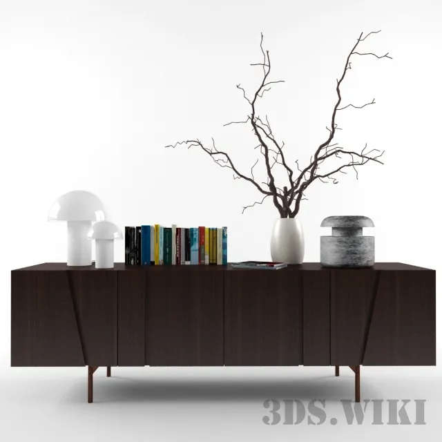 furniture - Large cabinet with decorative set 3D Model