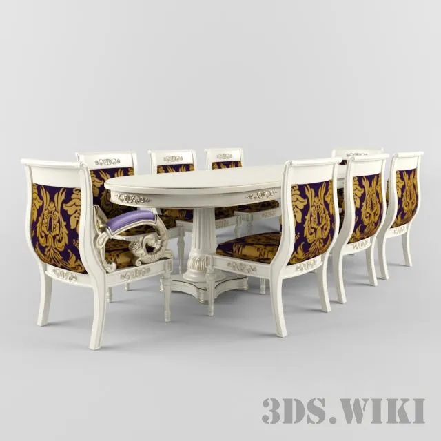 furniture - Large Versache table with chairs 3D Model