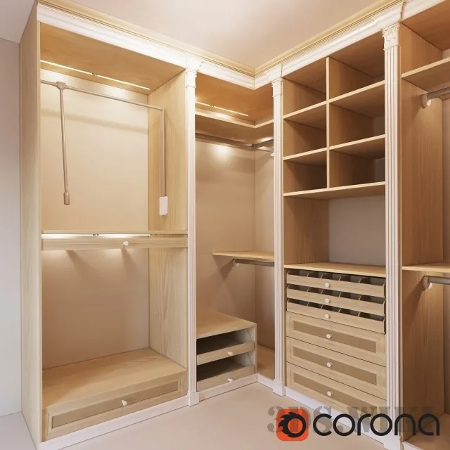 furniture - Large wooden wardrobe for the bedroom 3D Model