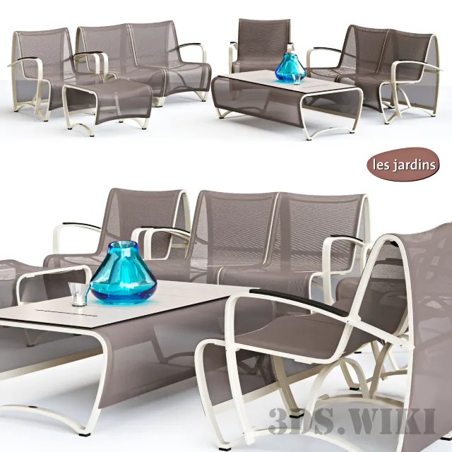 furniture - Lea Jardin Siege Set Coffee Table and Chairs 3D Model