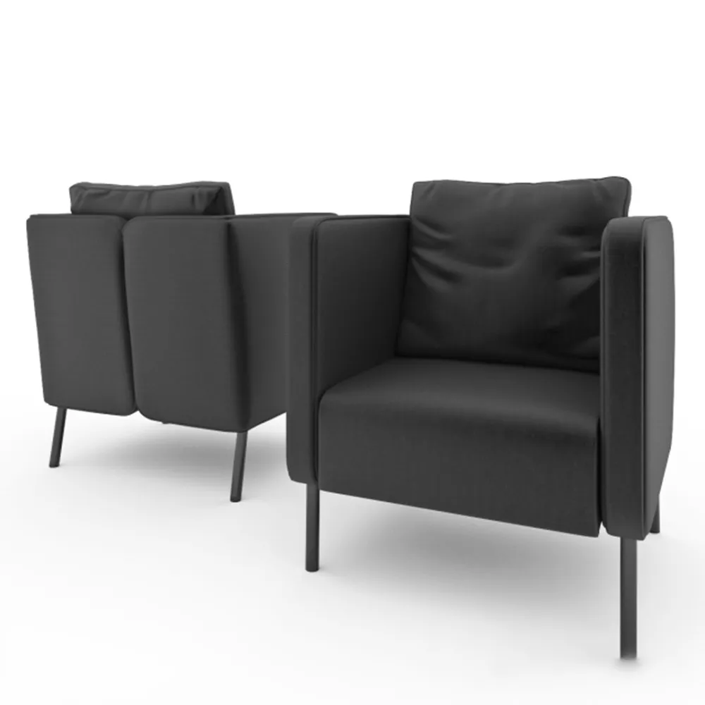 furniture - Leather rectangular armchair 3D Model